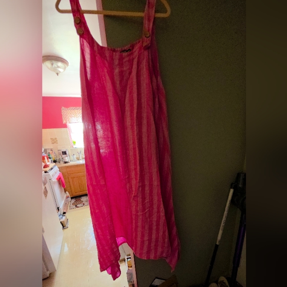 Pink Striped Sleeveless Dress